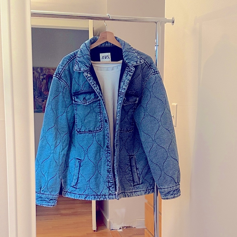 Zara Light Blue Quilted Jacket